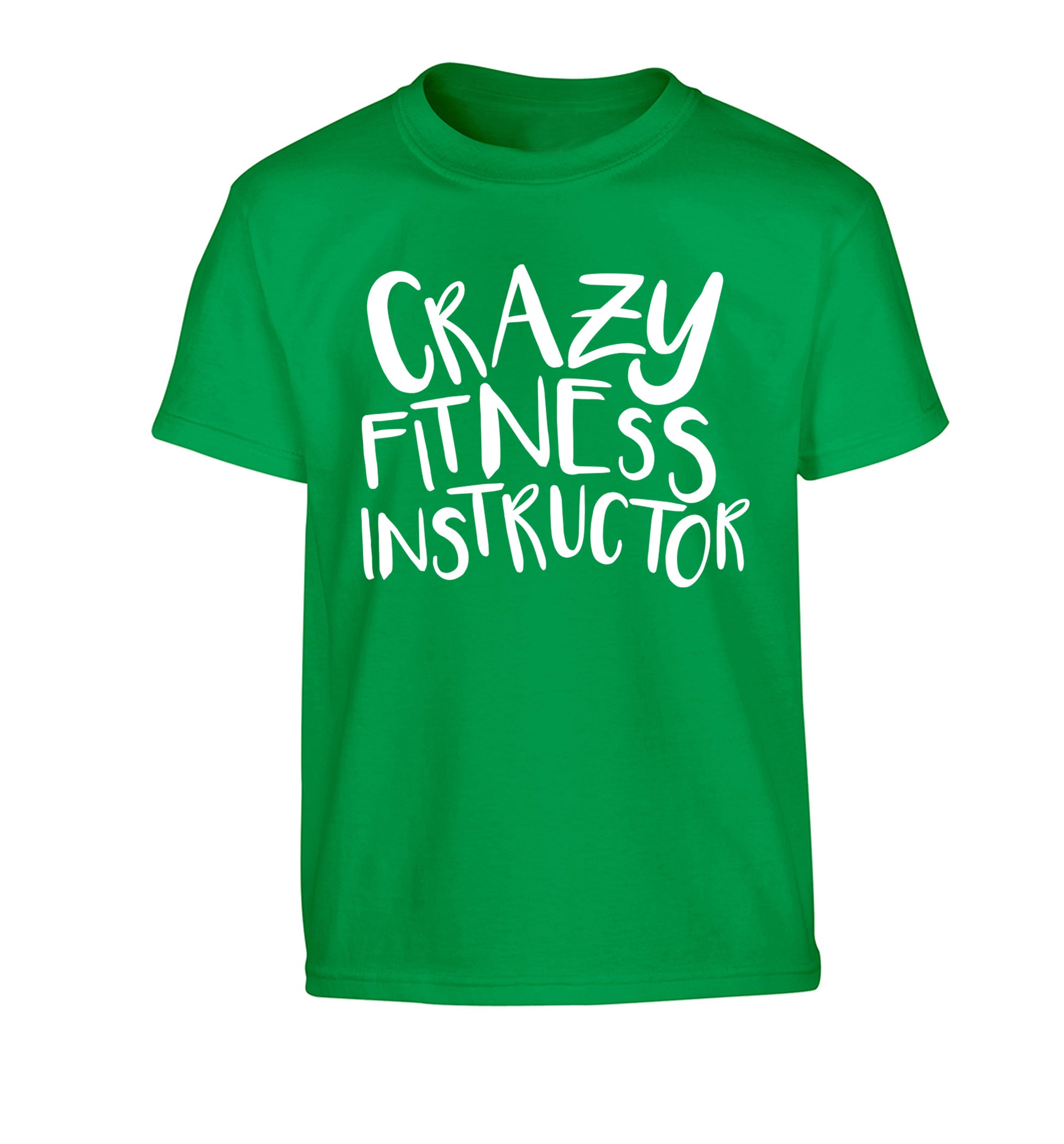 Crazy fitness instructor Children's green Tshirt 12-13 Years