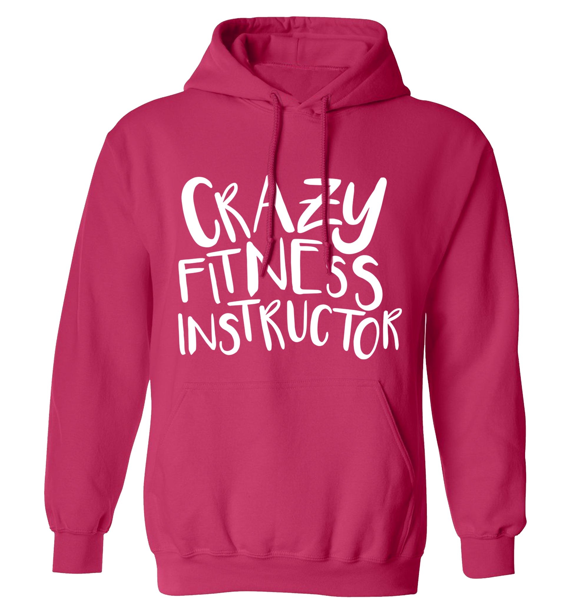 Crazy fitness instructor adults unisex pink hoodie 2XL