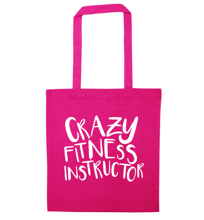 Crazy fitness instructor pink tote bag