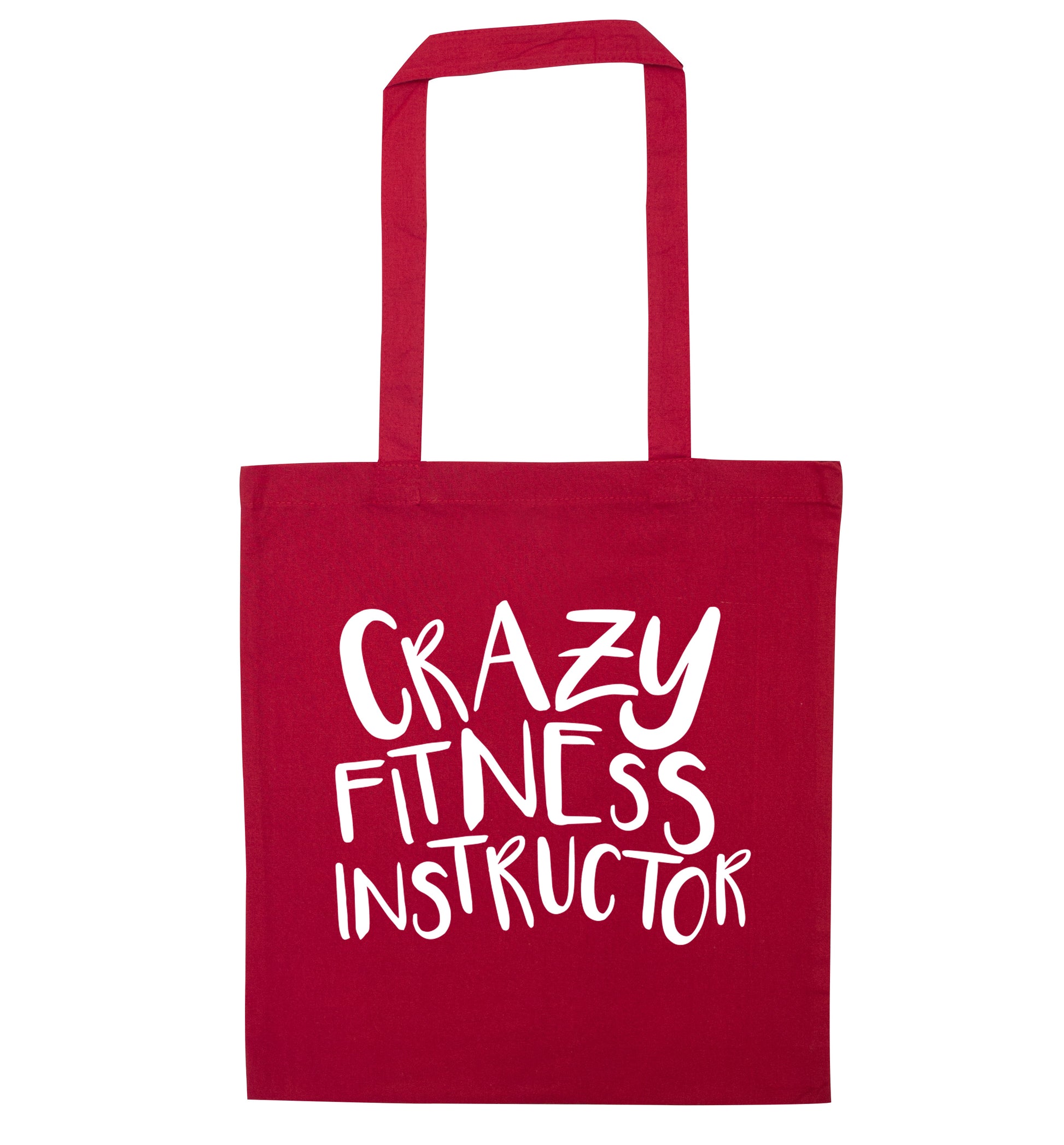 Crazy fitness instructor red tote bag