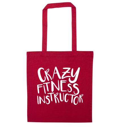 Crazy fitness instructor red tote bag