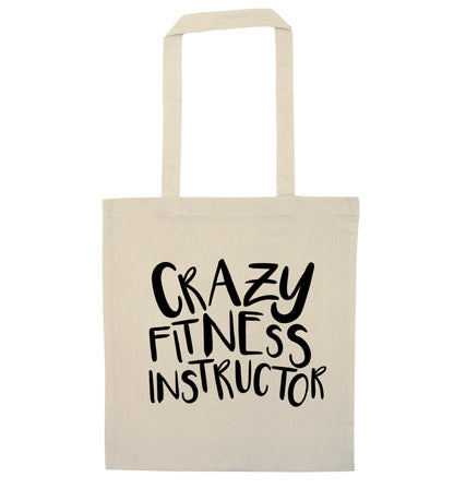 Crazy fitness instructor natural tote bag
