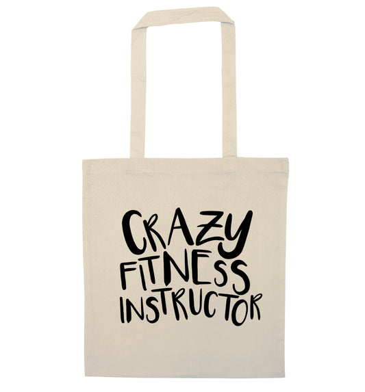 Crazy fitness instructor natural tote bag