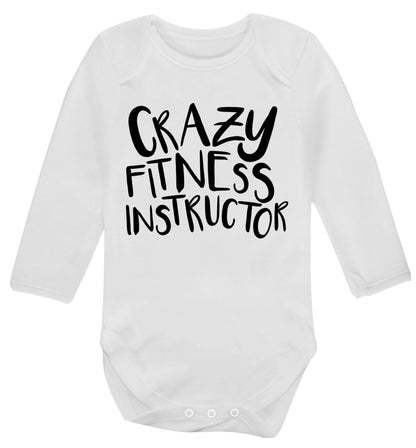 Crazy fitness instructor Baby Vest long sleeved white 6-12 months