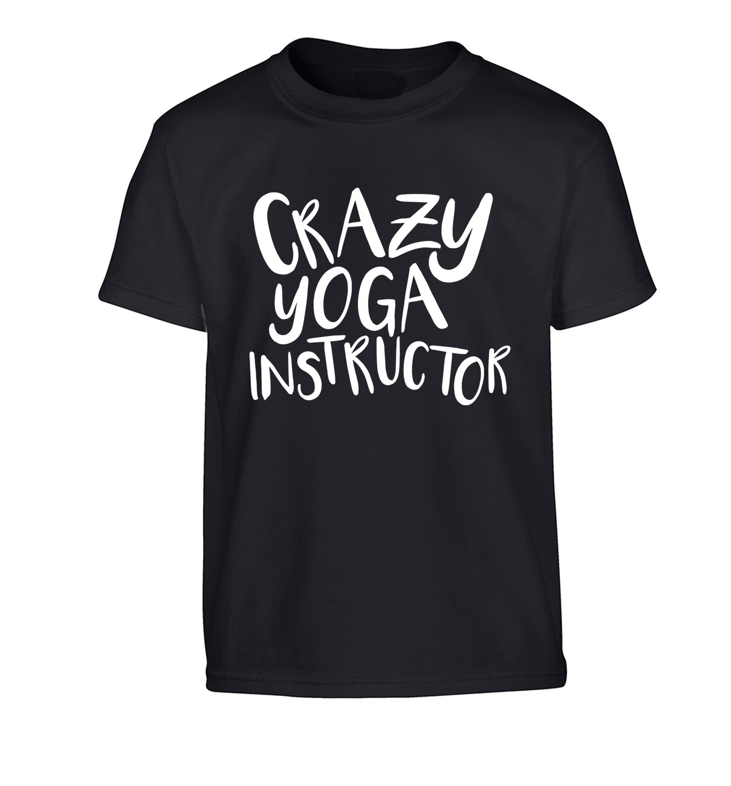 Crazy yoga instructor Children's black Tshirt 12-13 Years