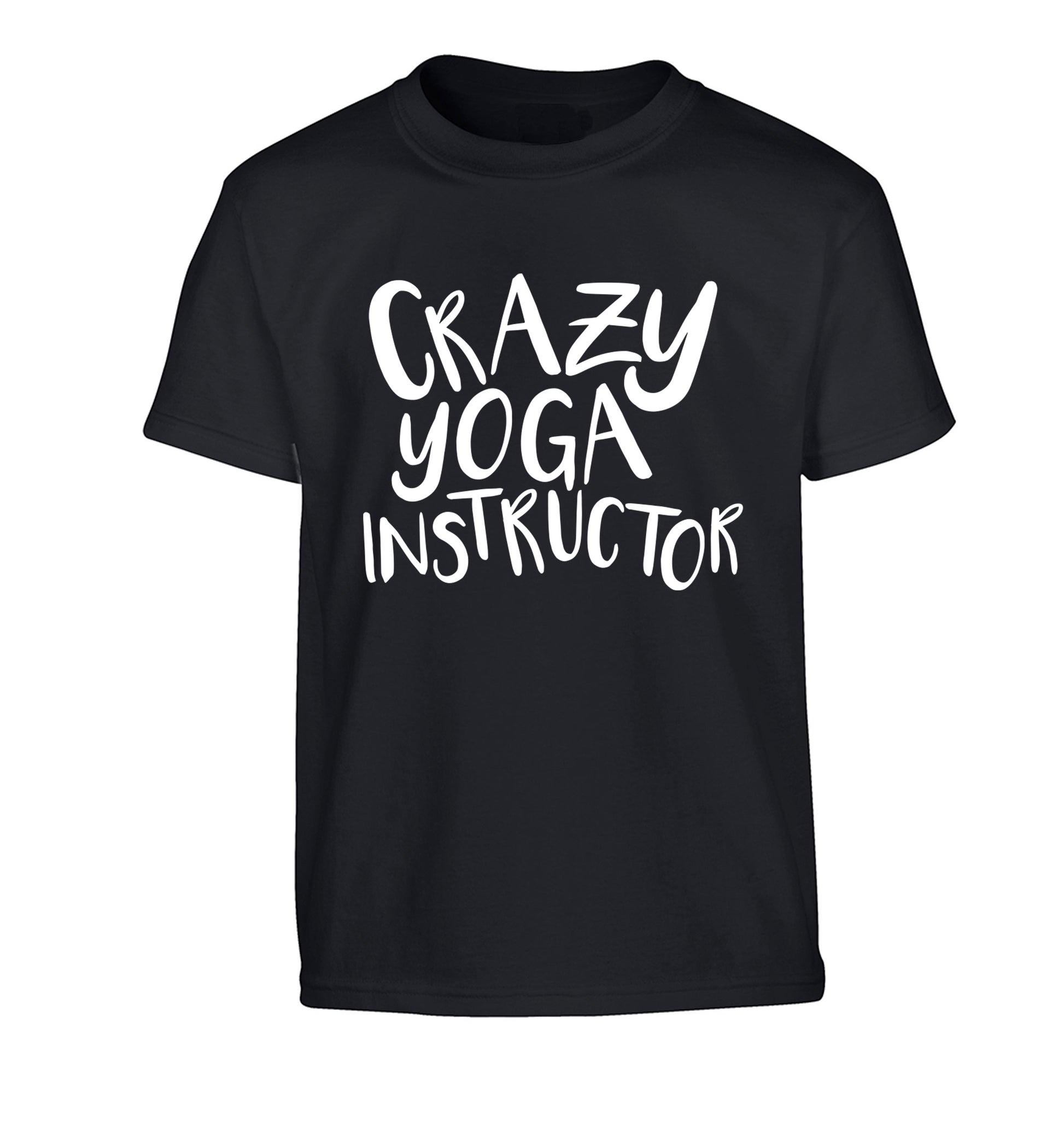Crazy yoga instructor Children's black Tshirt 12-13 Years
