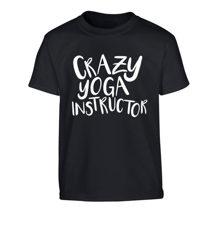 Crazy yoga instructor Children's black Tshirt 12-13 Years