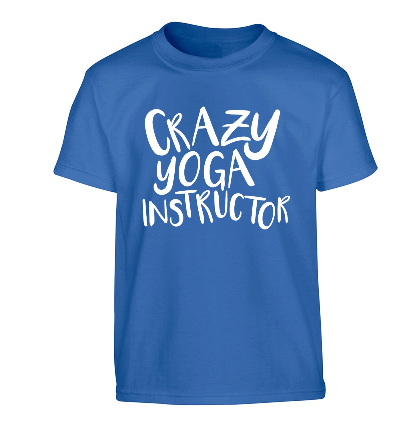 Crazy yoga instructor Children's blue Tshirt 12-13 Years
