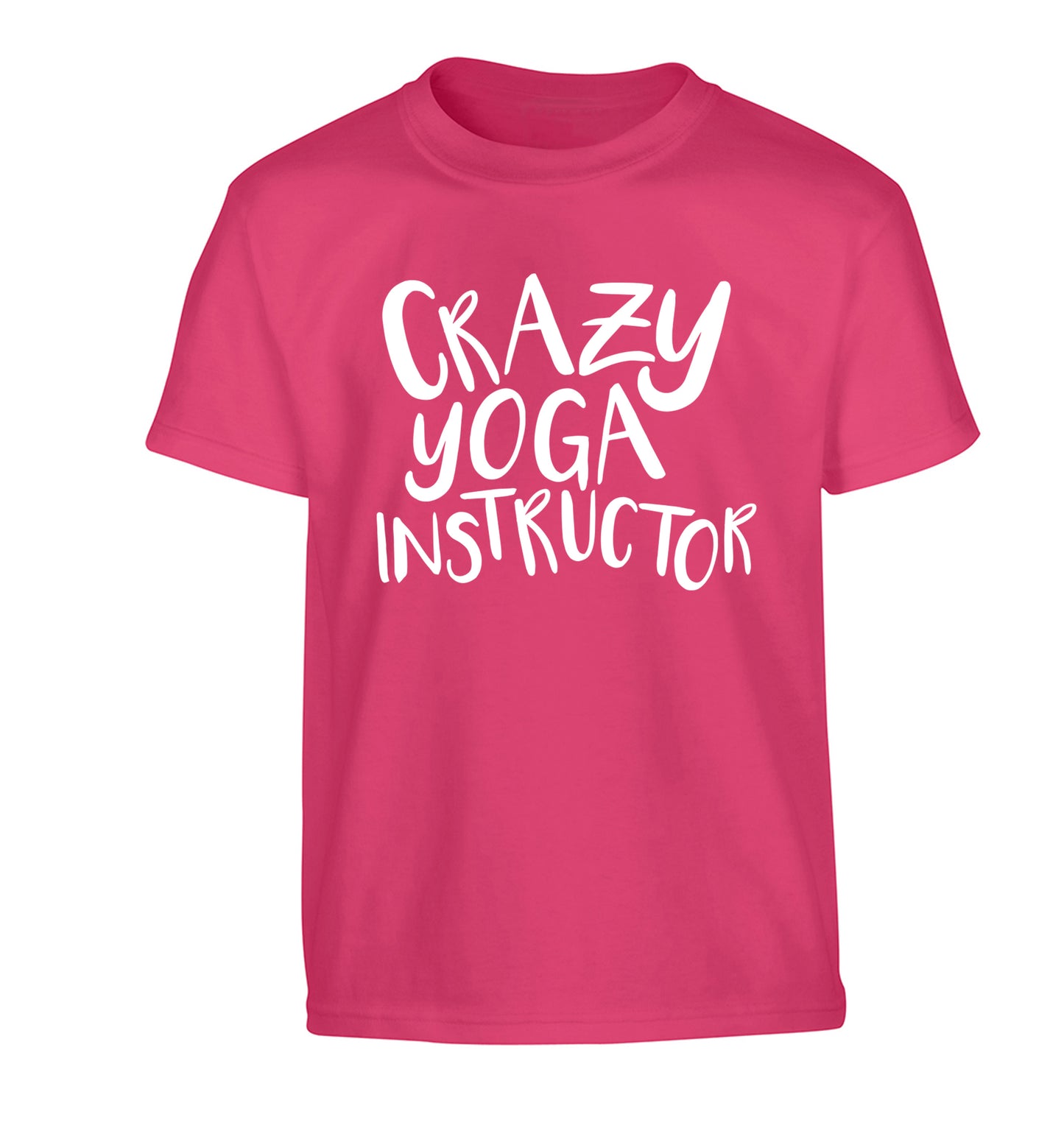 Crazy yoga instructor Children's pink Tshirt 12-13 Years