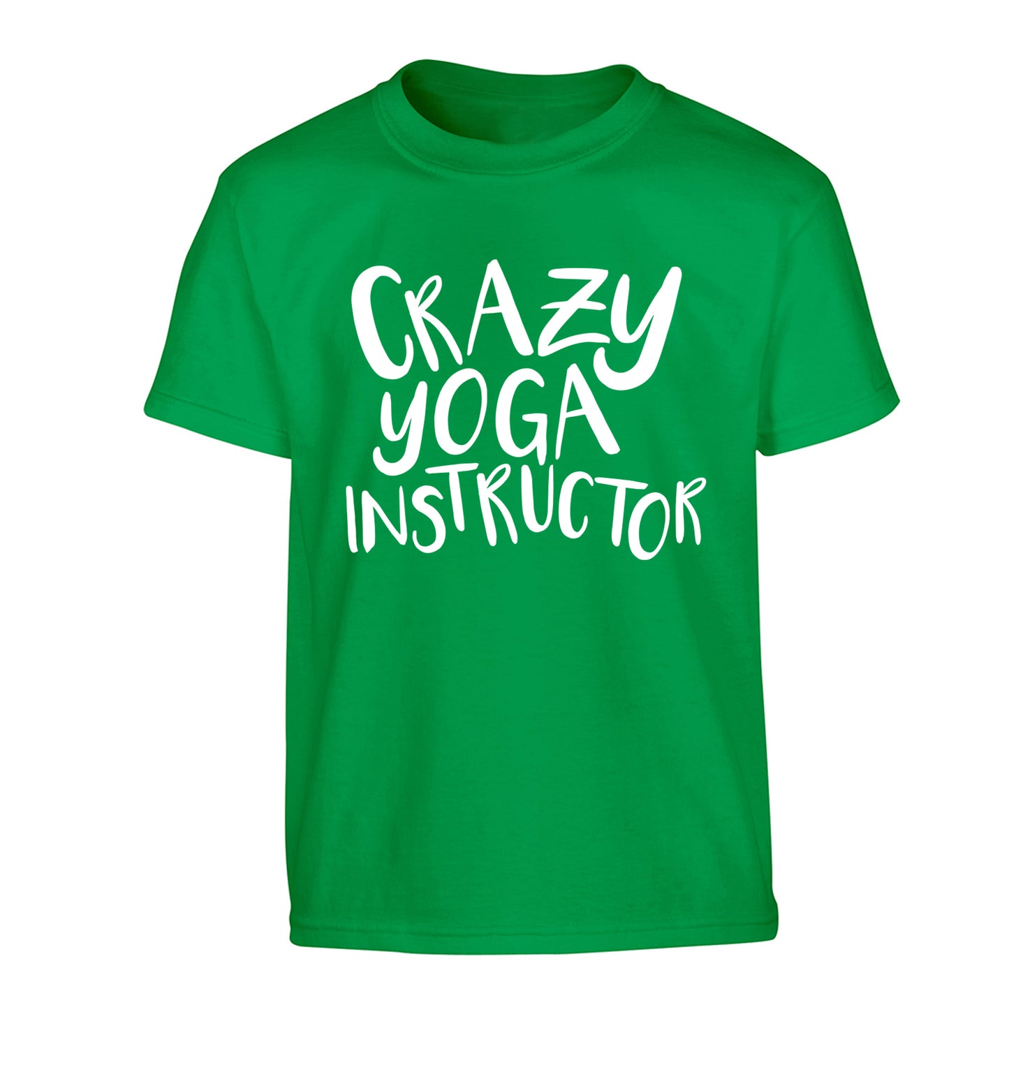 Crazy yoga instructor Children's green Tshirt 12-13 Years