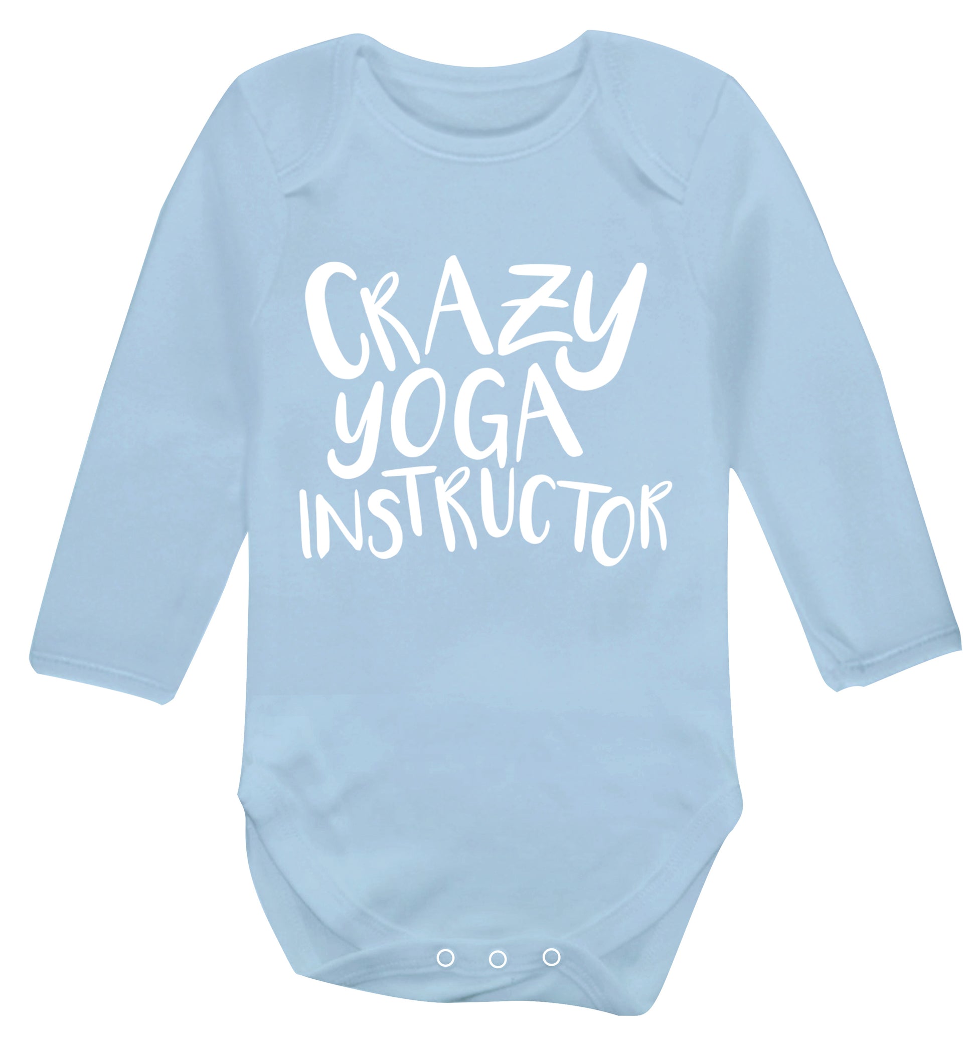 Crazy yoga instructor Baby Vest long sleeved pale blue 6-12 months