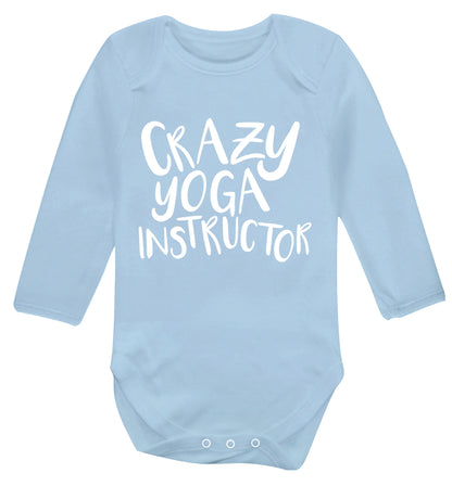 Crazy yoga instructor Baby Vest long sleeved pale blue 6-12 months