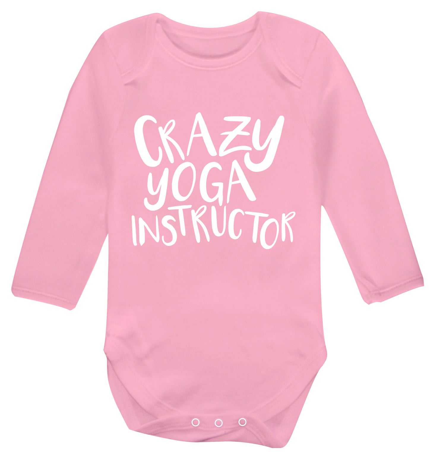 Crazy yoga instructor Baby Vest long sleeved pale pink 6-12 months