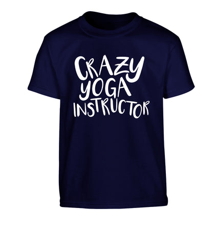 Crazy yoga instructor Children's navy Tshirt 12-13 Years