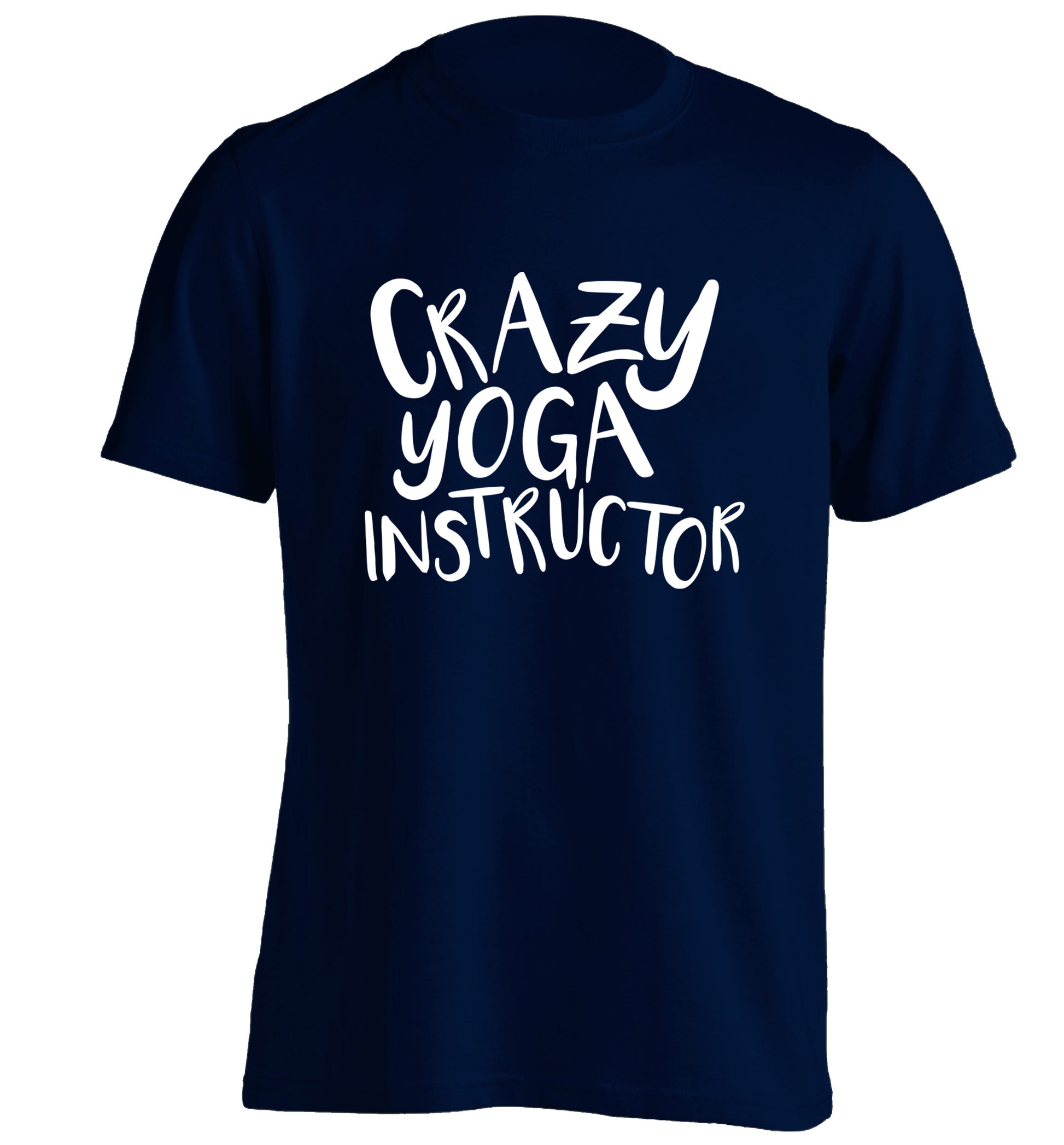 Crazy yoga instructor adults unisex navy Tshirt 2XL