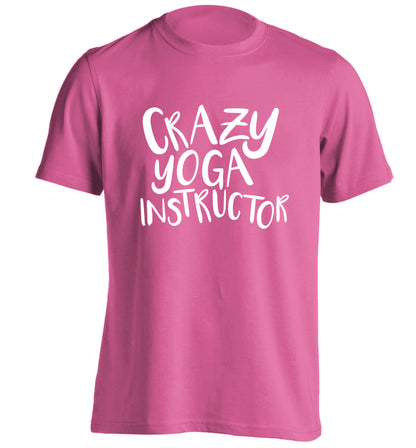 Crazy yoga instructor adults unisex pink Tshirt 2XL