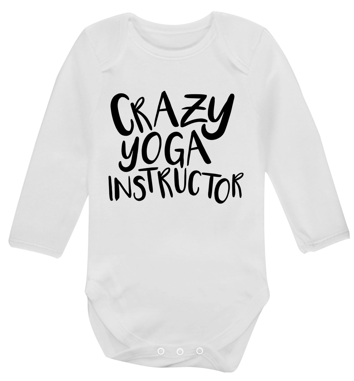 Crazy yoga instructor Baby Vest long sleeved white 6-12 months