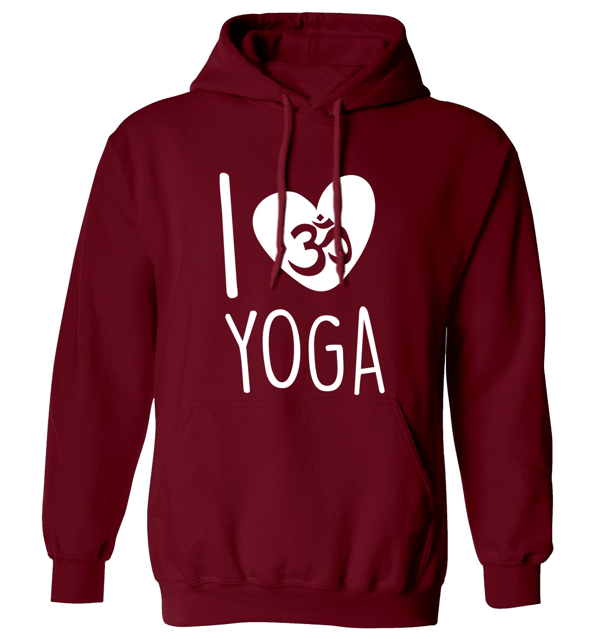 I love yoga adults unisex maroon hoodie 2XL