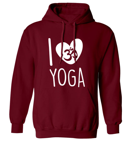 I love yoga adults unisex maroon hoodie 2XL