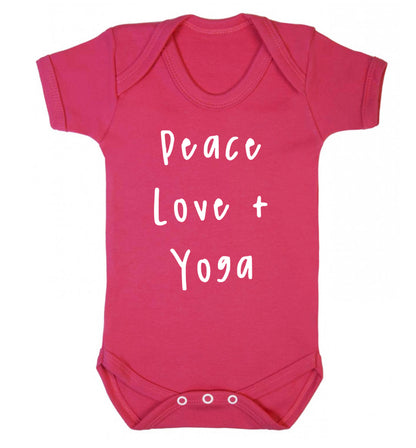 Peace love and yoga Baby Vest dark pink 18-24 months