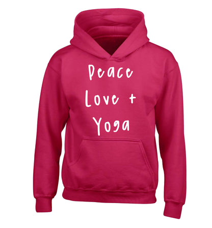 Peace love and yoga children's pink hoodie 12-13 Years