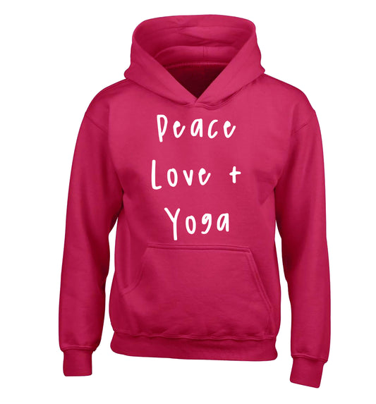 Peace love and yoga children's pink hoodie 12-13 Years