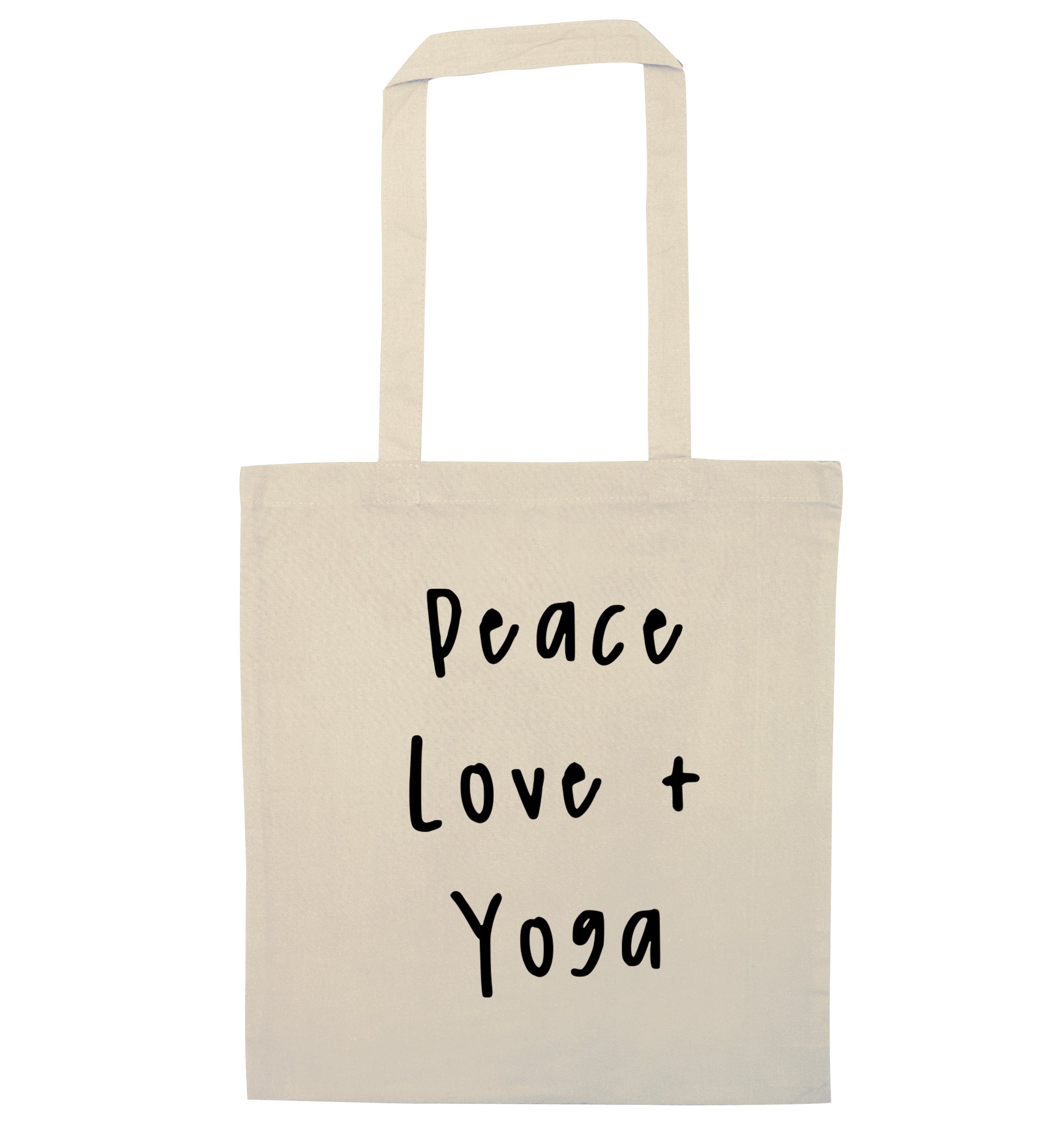 Peace love and yoga natural tote bag