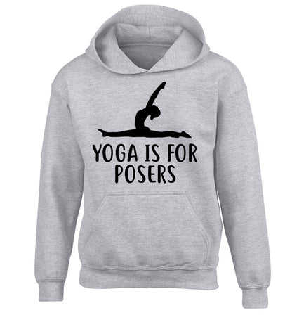 Yoga is for posers children's grey hoodie 12-13 Years
