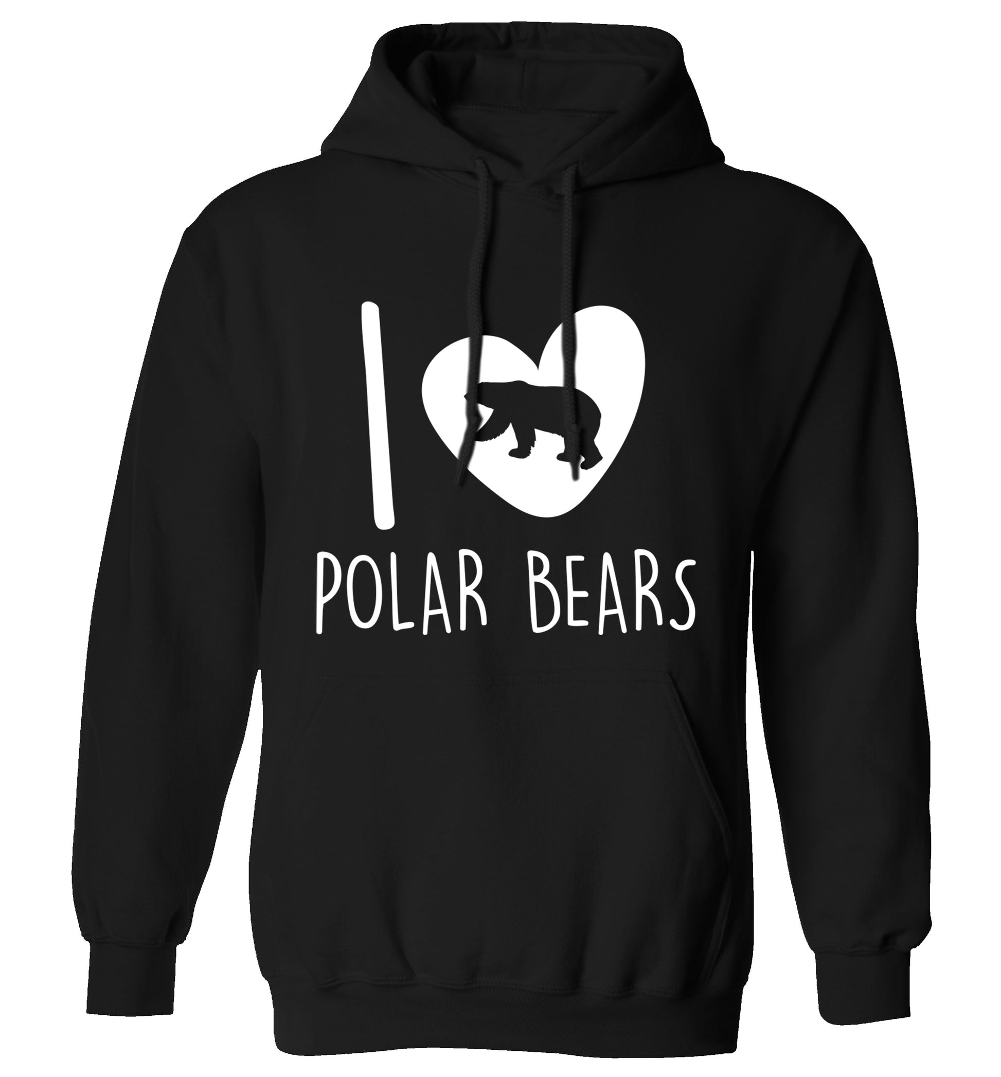I Love Polar Bears adults unisex black hoodie 2XL