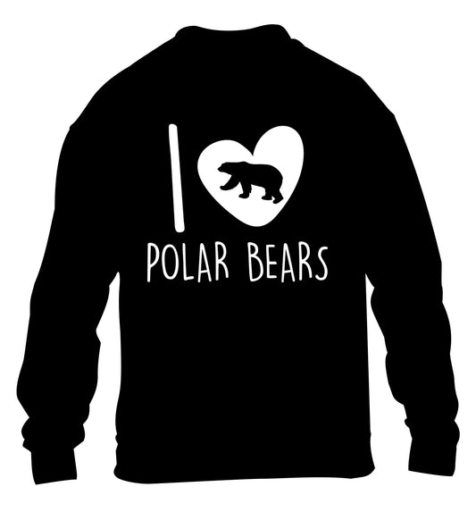 I Love Polar Bears children's black sweater 12-13 Years