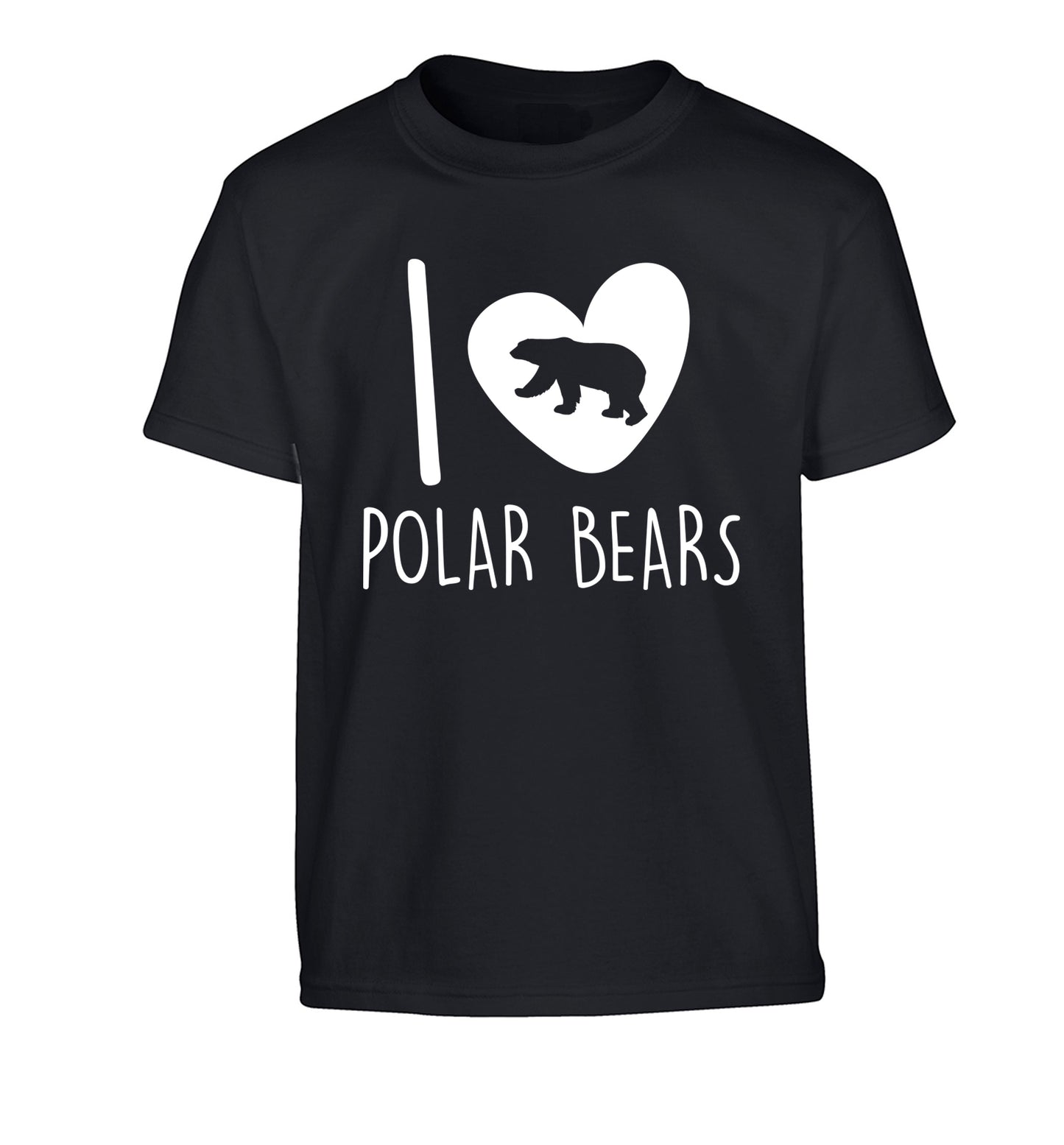 I Love Polar Bears Children's black Tshirt 12-13 Years