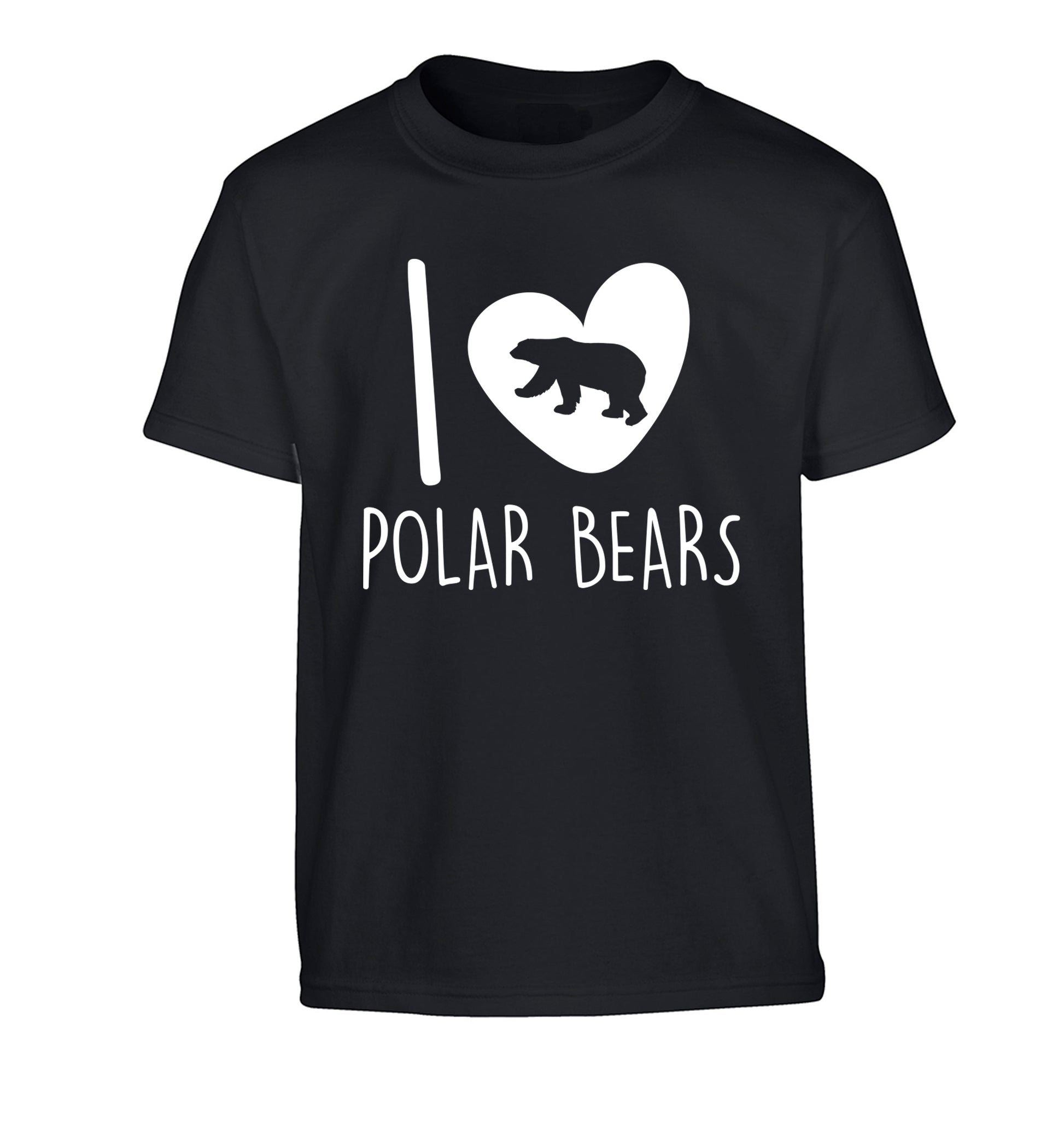 I Love Polar Bears Children's black Tshirt 12-13 Years