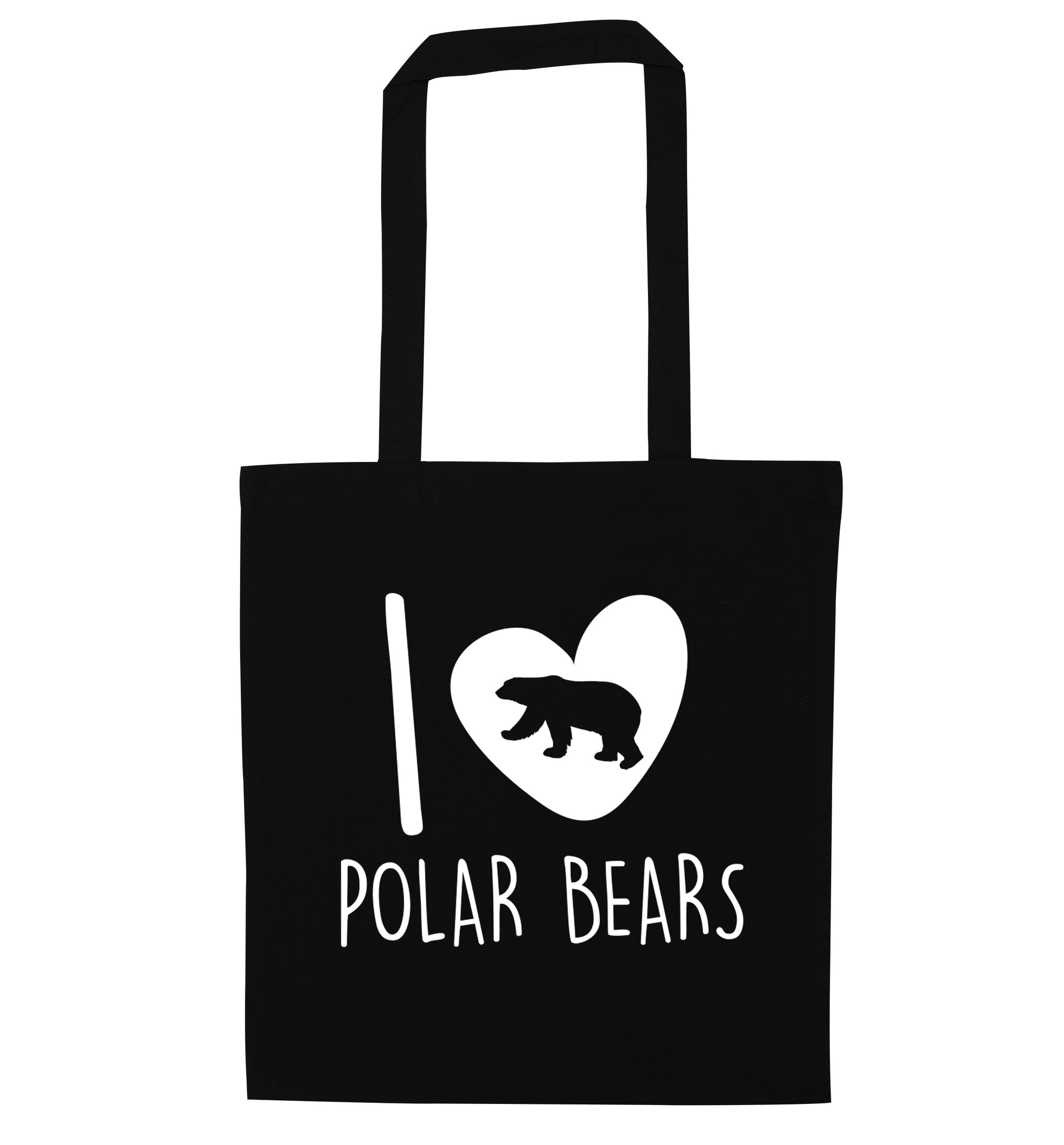 I Love Polar Bears black tote bag