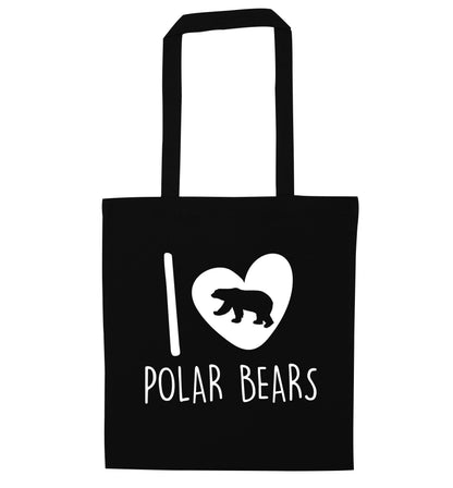 I Love Polar Bears black tote bag