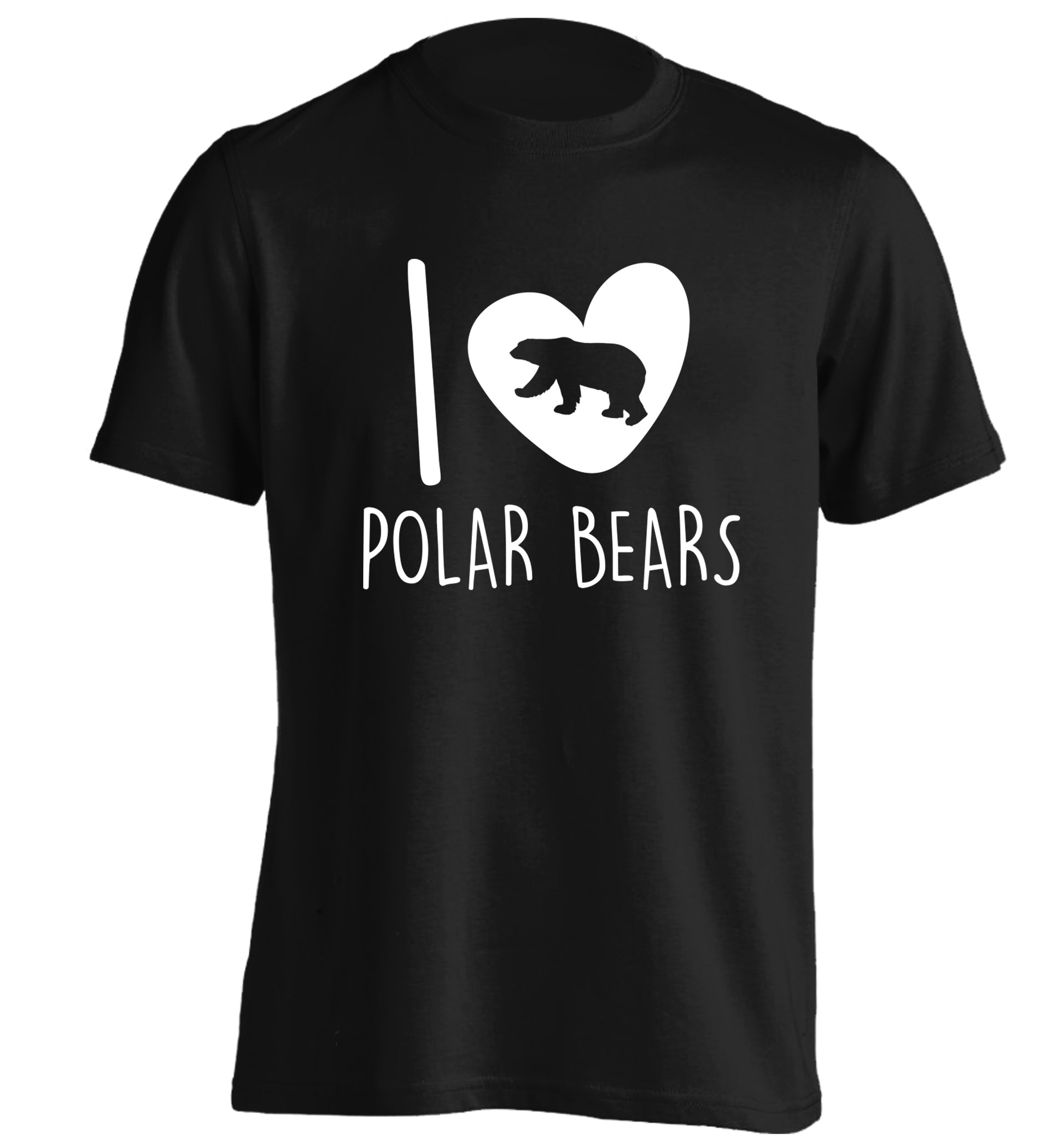 I Love Polar Bears adults unisex black Tshirt 2XL