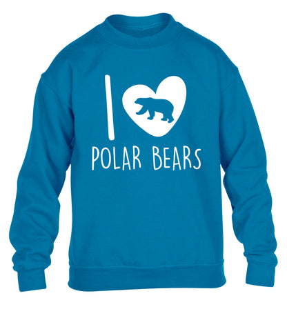 I Love Polar Bears children's blue sweater 12-13 Years