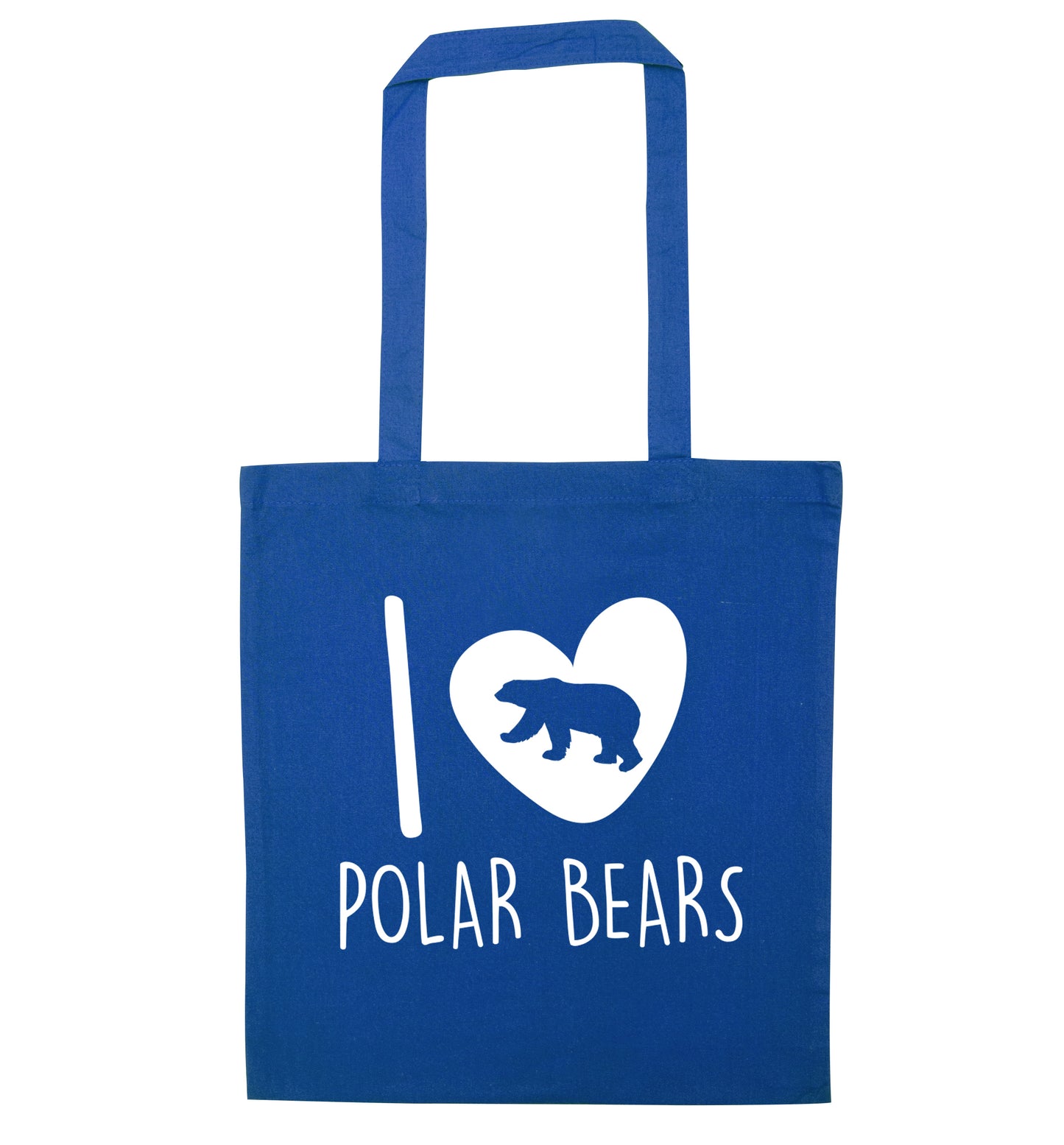 I Love Polar Bears blue tote bag