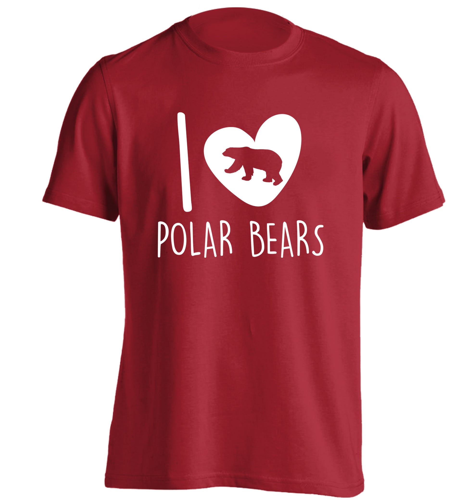 I Love Polar Bears adults unisex red Tshirt 2XL