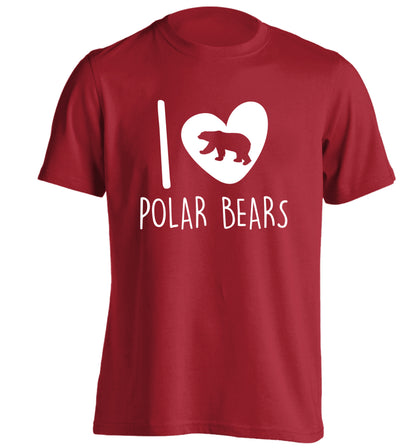 I Love Polar Bears adults unisex red Tshirt 2XL