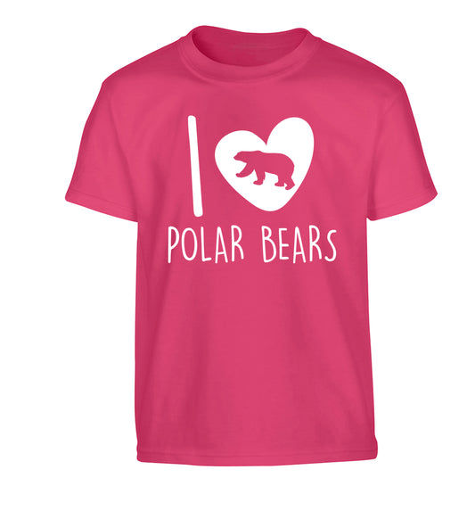 I Love Polar Bears Children's pink Tshirt 12-13 Years