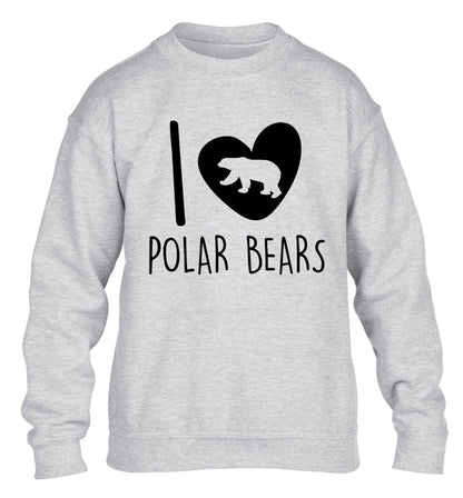 I Love Polar Bears children's grey sweater 12-13 Years