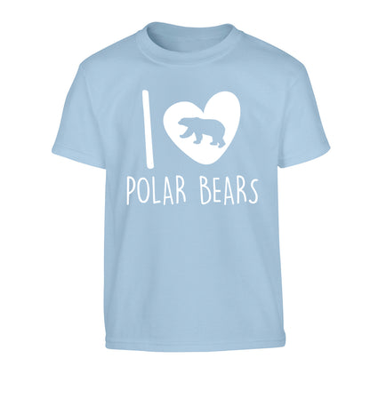 I Love Polar Bears Children's light blue Tshirt 12-13 Years
