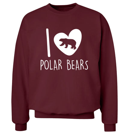 I Love Polar Bears Adult's unisex maroon Sweater 2XL