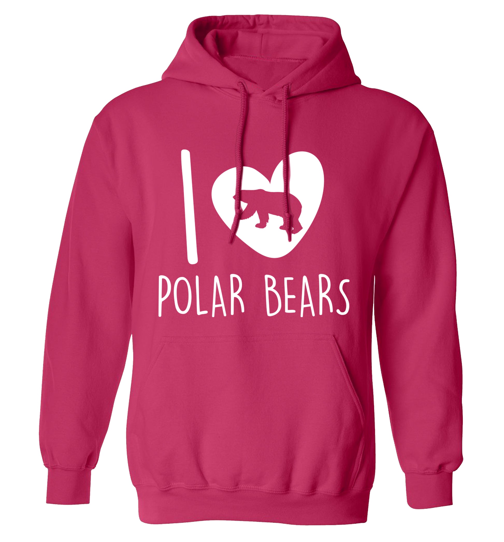 I Love Polar Bears adults unisex pink hoodie 2XL