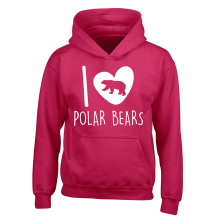 I Love Polar Bears children's pink hoodie 12-13 Years