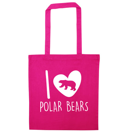 I Love Polar Bears pink tote bag