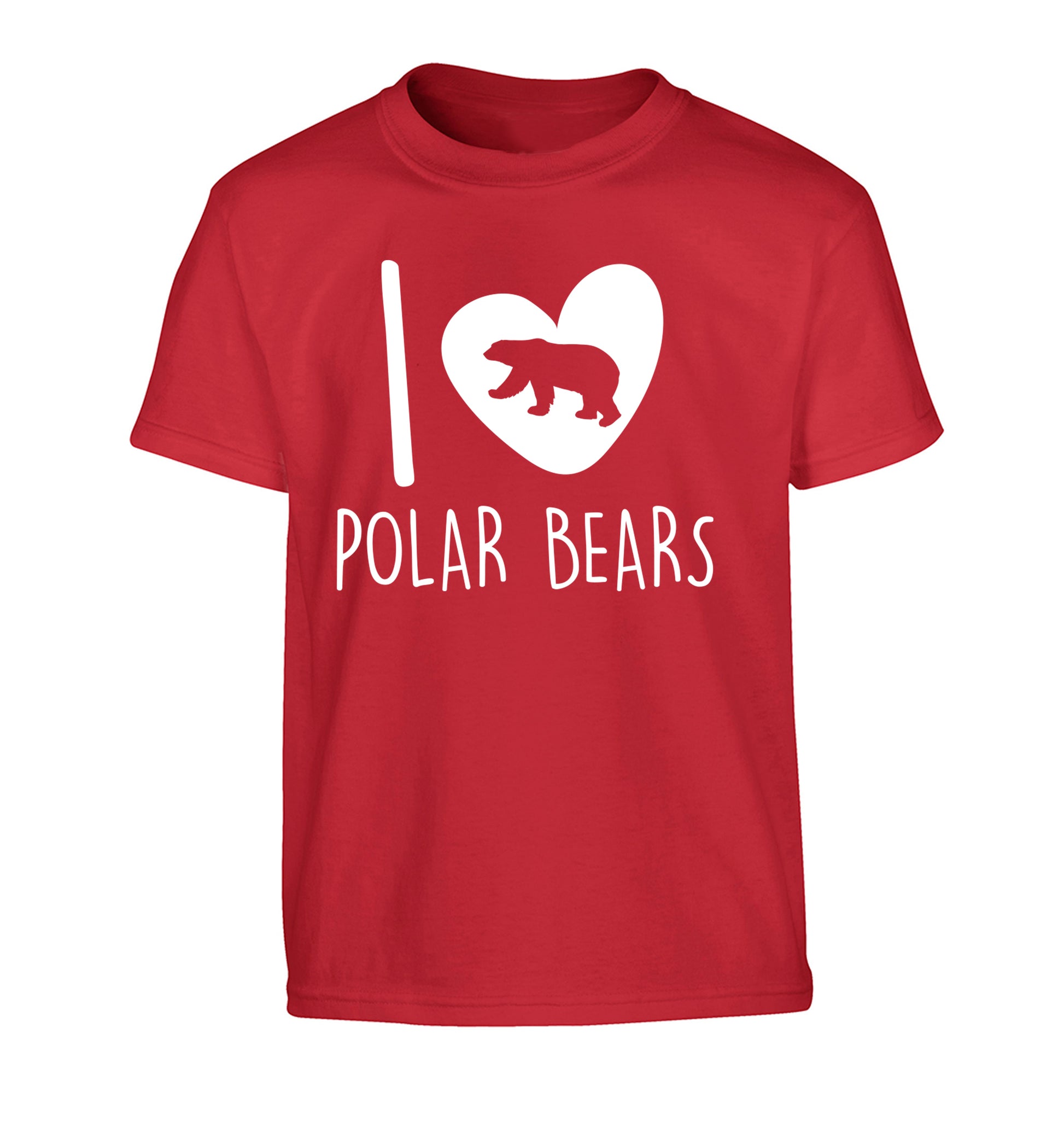 I Love Polar Bears Children's red Tshirt 12-13 Years