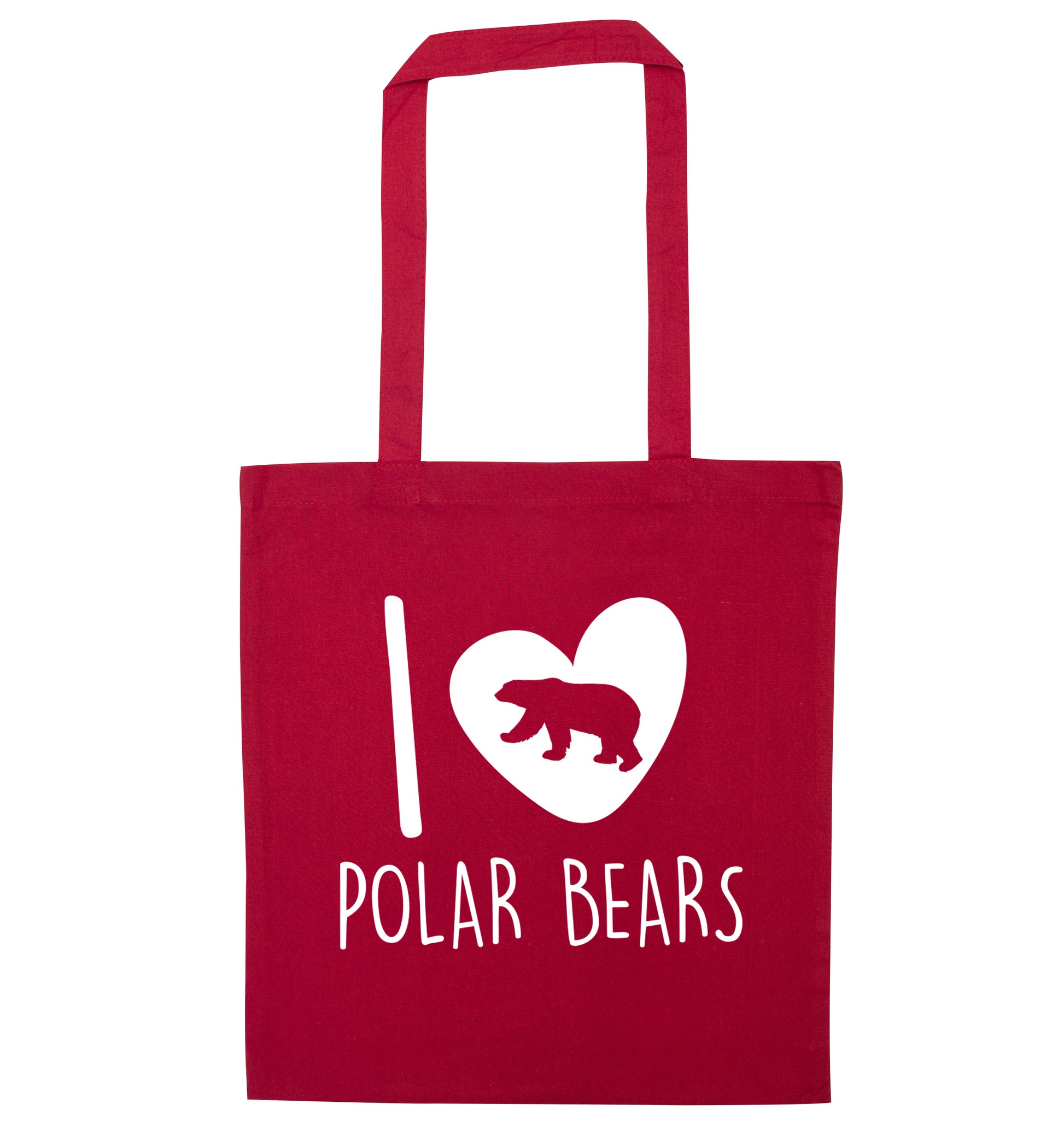 I Love Polar Bears red tote bag
