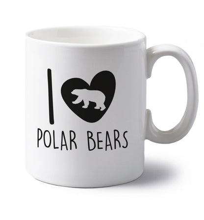 I Love Polar Bears left handed white ceramic mug 
