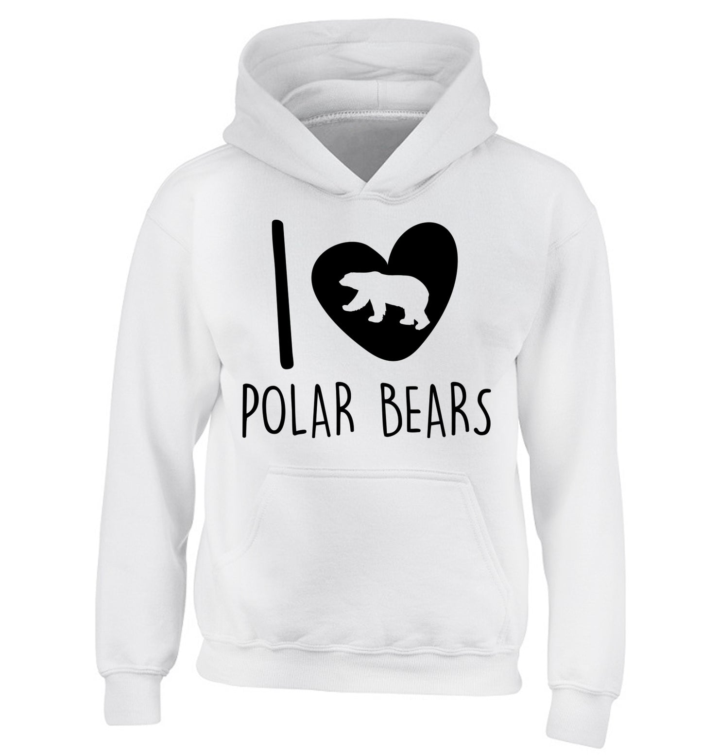 I Love Polar Bears children's white hoodie 12-13 Years